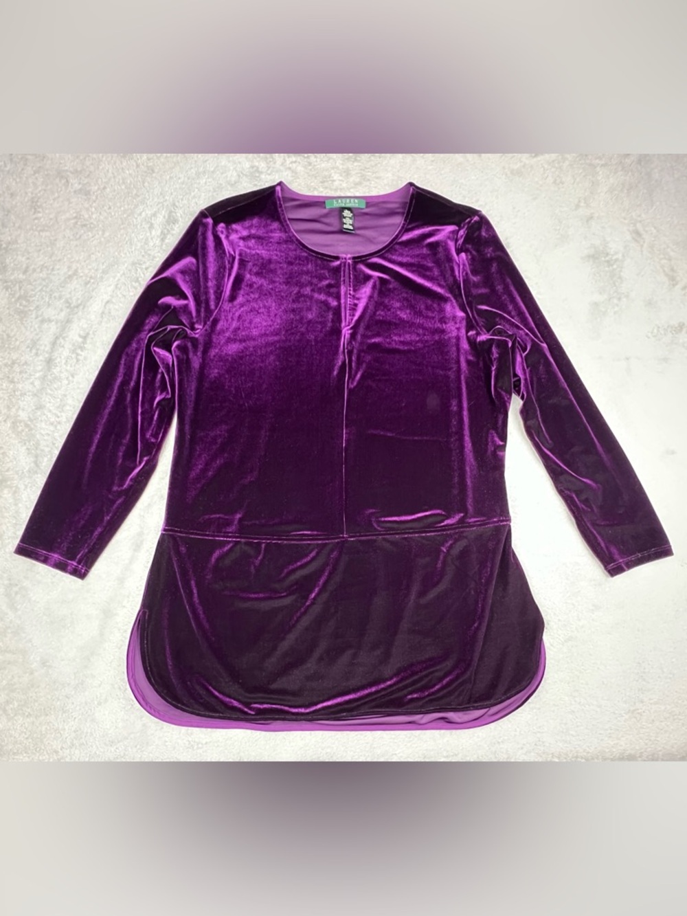 Lauren Ralph Lauren Velvet Tunic Top Size Large Purple Whimsigoth Dark Romantic